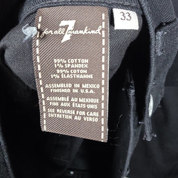 7 For all Mankind Jeans Men Size 33x31 Black Dark Wash Stander Straight Fit - Picture 11 of 12